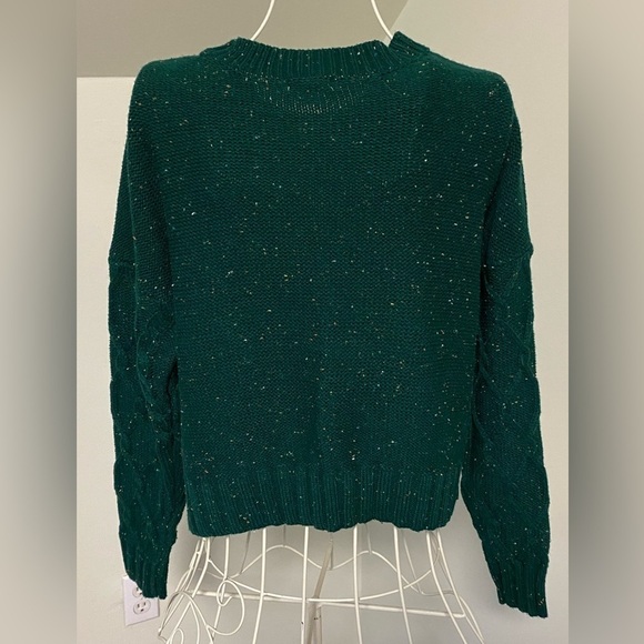 Ultra Flirt Cable Knit Sweater, Botanical Garden Green, size large - Picture 3 of 9